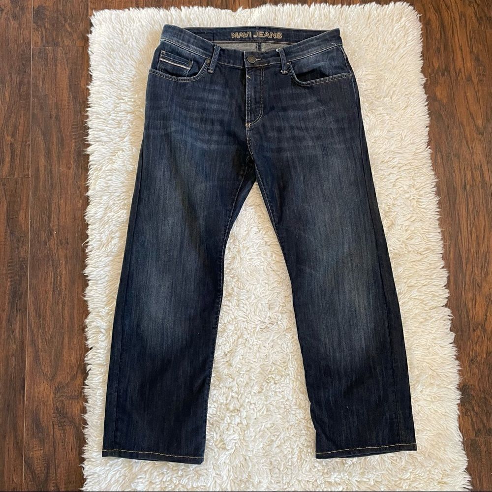 Mavi Zach Straight Tag tailored, now 34X27 Dark Blue, snug waist, loose leg